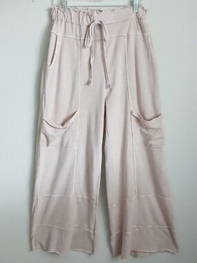 J.Her Tan Mineral Wash Wide Leg Pull On Pants Size Large Boho